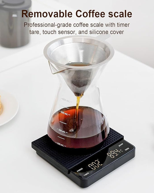 MOKKOM Coffee Grinder with Removable Coffee Scale, Anti-static Conical Burr Coffee Bean Grinder, 31 Precise Settings for Espresso/Drip/Pour Over/Cold Brew/French Press