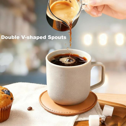 5 OZ Espresso Cups Set of 2, Double Spouts Cups, Shot Glasses, Milk Cup with Handle, Clear Glass, Espresso Accessories for Making Coffee Desserts Salad Dressing Machine (1 ounce more than others )