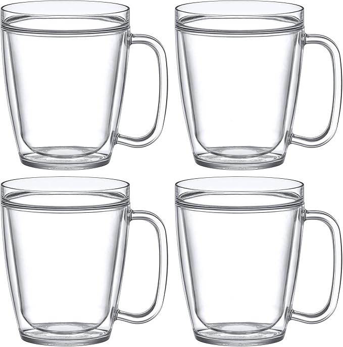 Amazing Abby - Yukon - 14-Ounce Insulated Tumblers (Set of 4), Double-Wall Reusable Cups, BPA-Free, Shatter-Proof, Dishwasher-Safe