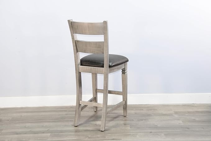 Alpine Bar Seat, Ladderback Barstool,Cushion Seat,30''(Alpine Grey Finish)