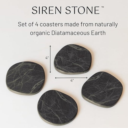 Coaster Set of 4 - Diatomaceous Earth Absorbent Coasters for Drinks | Quick Dry, Super Absorbent | Coffee Table, Bar & Home Decor | Non-Toxic, BPA-Free | Female Founded USA Brand Brand