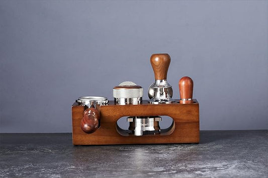 espresso tamping station called Coffee Tamper Station Fit 51 to 54mm Espresso Accessories The tamper holder Or organizer station Adjustable Portafilters Stand Height (7 IN 1)