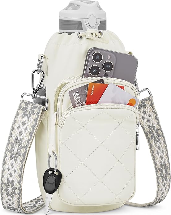 Water Bottle Bag Crossbody,Insulated Water Bottle Purse Crossbody Water Bottle Holder with Strap 40 oz