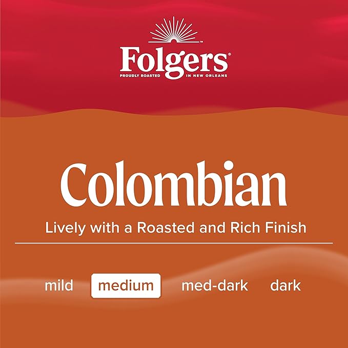 Folgers Colombian Medium Roast Coffee, 22.6 Ounces (Pack of 6)