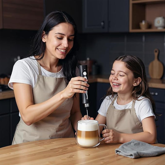 MF02 Rechargeable Milk Frother Handheld Foam Maker with Stainless Whisk for Cappuccino, Latte, Bulletproof Coffee, Keto Diet, Protein Powder, Matcha