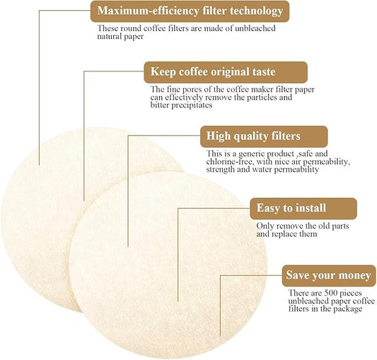 Outus 1000 Pieces Replacement Paper Filters Compatible with Aeropress Coffee Makers Round 2.5 Inch Paper Filters Disposable for Espresso Coffee Makers (Unbleached)