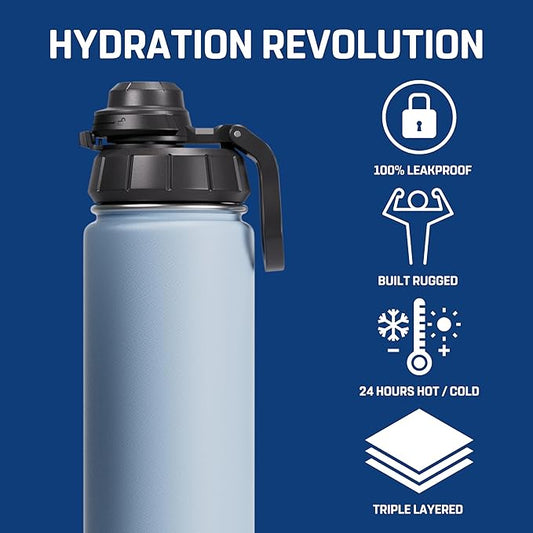 Vesmoon Vessence 24 Oz Stainless Steel Tea Infuser Bottle for Loose Leaf Tea, Water, Herbs, Fruits - Triple Layered Insulated, Leak Proof Bottle with Lid and Clip Handle - 24 Hours Hot/Cold