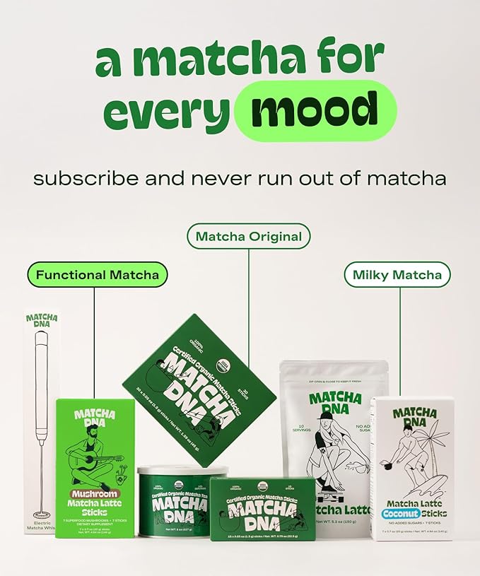 MatchaDNA Matcha Latte – Sweet Matcha Latte Powder with Milk, No Sugar Added – Green Tea Lattes Mix for Hot or Iced Drinks – Organic Macha Tea, Antioxidant Rich, Smooth Energy Boost (5.3 oz Pouch)