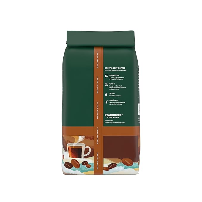 Starbucks Ground Coffee, Medium Roast Hot or Iced Coffee, Breakfast Blend, 18 oz