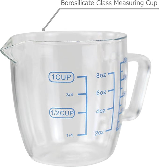 EIKS 9oz/250ml Glass Measuring Cups Coffee Milk Frothing Pitcher for for Espresso Cappuccino Latte Maker in Kitchen Restaurant