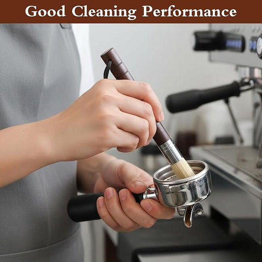 MBAIYO 2 Pack Coffee Grinder Cleaning Brush, Espresso Machine Cleaning Brush with Wood Handle, Barista Tools Coffee Grinder Cleaner Bar Accessories with PU Hanging Loop