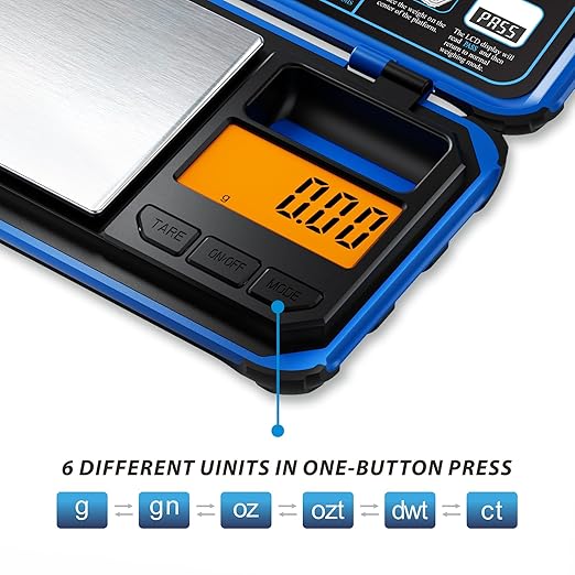 ACCT Precision Pocket Scale, 200gx0.01g Jewelry gram Scale, Digital Food Scale with LCD Display, one-Click Conversion 6 Units, Mini Scale for Kitchen/Powder/Coffee/Coins(Battery Included)