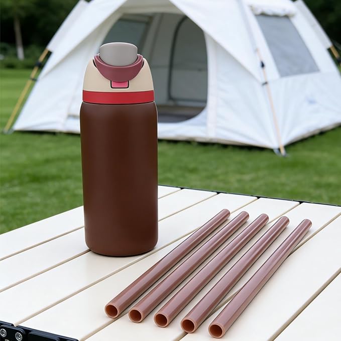 6PCS Black Straw Replacement Compatible With Owala FreeSip Water Bottle (Coffee, 24oz/32oz)