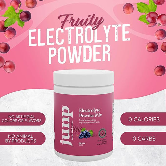 JUNP Electrolytes Powder No Sugar No Carbs – Vine Ripened Grape Keto Electrolyte Drink Mix - Potassium & Salt Hydration Powder Electrolytes Zero Calorie Sugar Free Electrolyte Powder, 90 Servings
