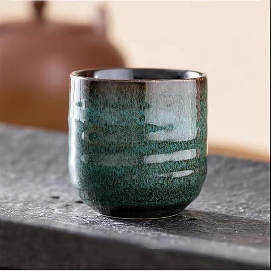 Lxuwbd Japanese Style Ceramic Tea Set, Tea Cup, Coffee Cup, Yerba Mate Set, Ceramic Mate Cup Set of 4 (green)