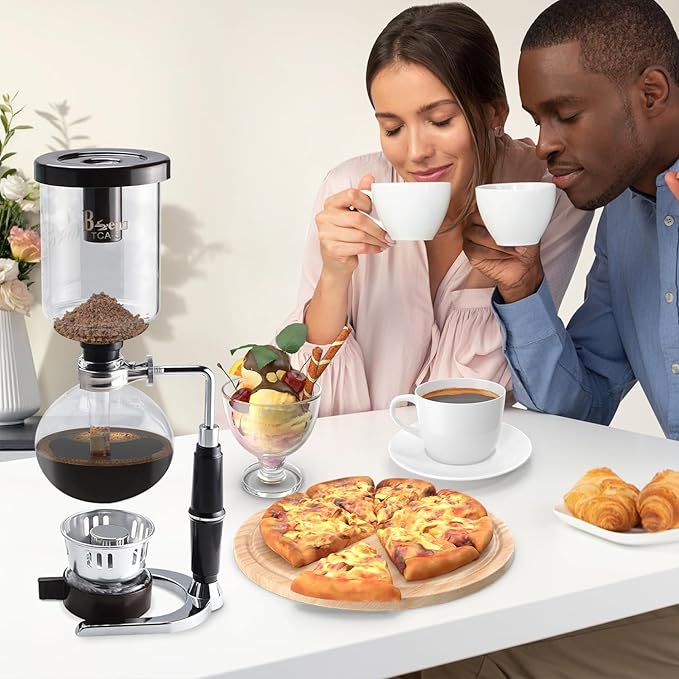 Amarine 5-Cup Tabletop Siphon Coffee Maker, 16 Ounce, Clear with Alcohol Burner (TCA-5)