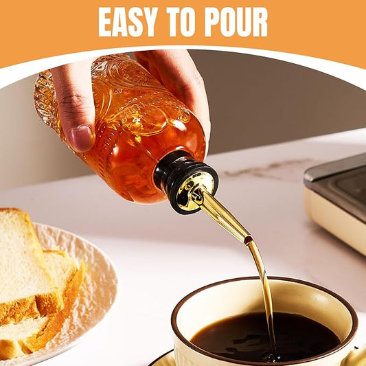 Baalaka 1pcs Glass Coffee Syrup Dispenser Bottles 7 OZ, Simple Syrup Bottles with Metal Pour Spout, Syrup Dispenser for Coffee Bar Accessories for Maple Honey Syrup Oil and Sauces