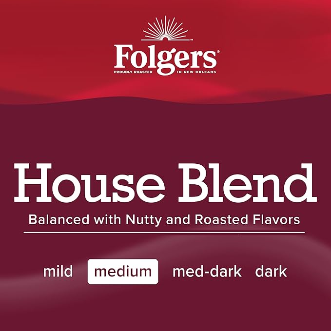 Folgers House Blend Medium Roast Ground Coffee, 9.6 Ounces (Pack of 6)