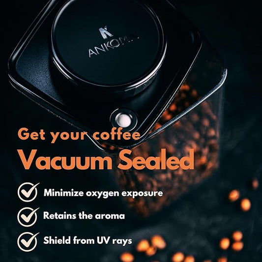 ANKOMN Coffee Vacuum Container, Patented Turn-n-Seal Canister Features the Airtight Vacuum Sealed Rubber and Inner Plate, Holding the Vacuum and Keeping Your Coffee Fresh Longer (One Pound)