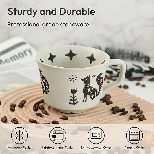 LINVIA Ceramic Coffee Mug, 12 oz Novelty Unique Teacup with Handle, Stoneware Cup for Tea Mocha Latte Cappuccino Espresso (Bear)