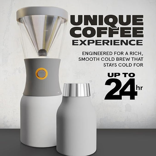 asobu Cold Brew Coffee Maker, Award-Winning 40oz Insulated Cold Brew Brewer with Portable Stainless Steel Carafe – No.1 Europe Coffee Fest Winner, Leakproof, BPA-Free, Keeps Cold 24H