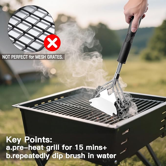 APNSFWL Grill Brush and Scraper Bristle Free Safe BBQ Brush for Grill Stainless Grill Grate Cleaner Safe Grill Accessories for Porcelain/Weber Gas/Charcoal Grill Gifts for Grill Wizard/Men/Dad