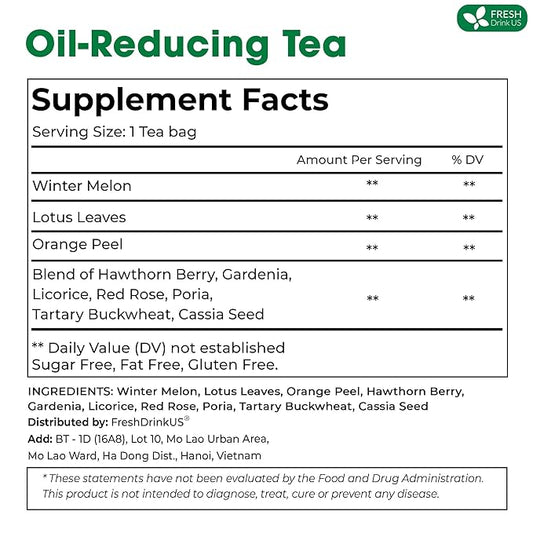 FRESHDRINKUS, 20 Packs of Oil Reducing Tea, Oil Cleansing for Liver, 10 Herbal Ingredients, Traditional Recipe Tea for Liver, 100% Natural, Easy Brewing, Steep Repeatedly