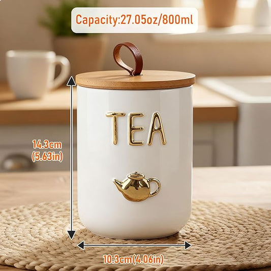 jessie 27oz Ceramics Coffee Canisters with Airtight Seal Bamboo Lid Silicone,Coffee Bean Storage for Kitchen Countertop,Food Storage Jars for Coffee Bean Ground Coffee (Tea)