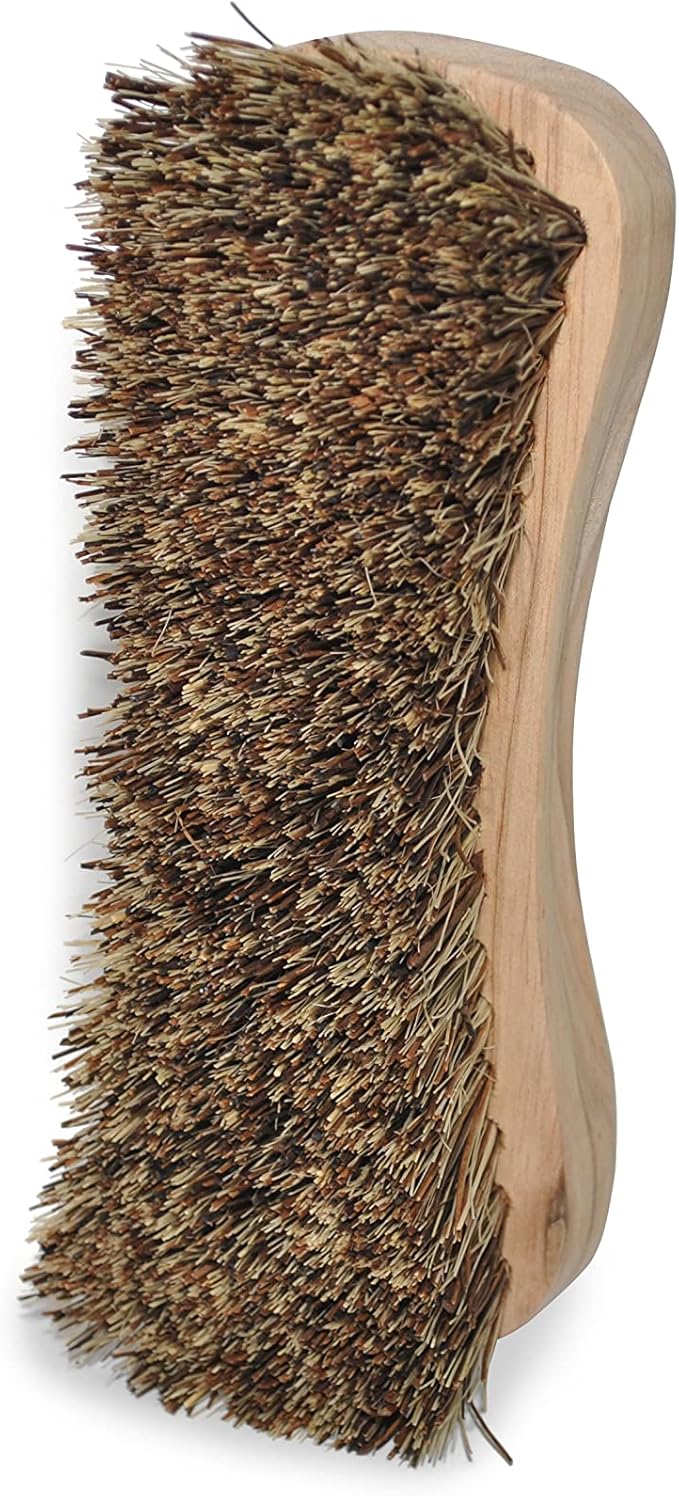 Naturolic All-Natural Wooden Scrub Brush Set | Wooden Handle | Palmyra Bristle Brush for Cleaning | Eco Friendly Cleaning Products | Scrub Brush Set of 2