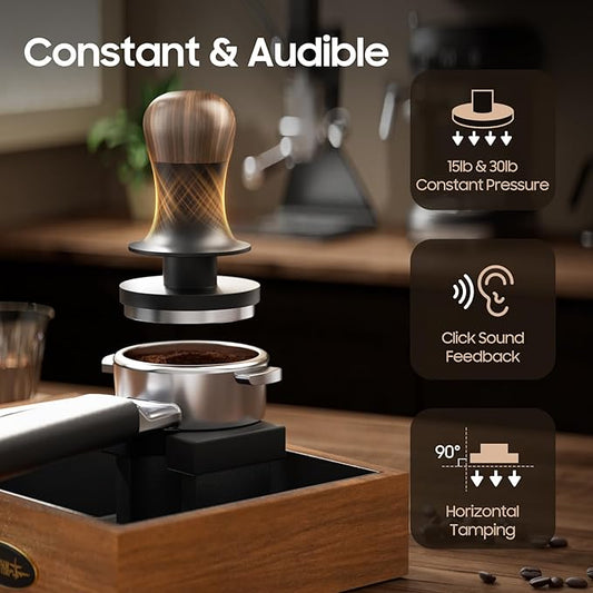 MHW-3BOMBER Espresso Tamper 58.35mm with Sound Feedback Calibrated Coffee Tamper 30lbs Tamper Tool Espresso Flat Base, T6184T