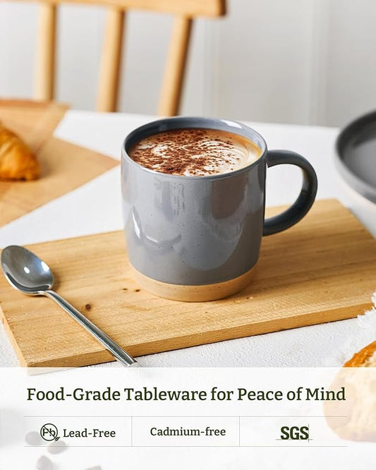 famiware Coffee Mugs for 8, 13 oz Mug Set, Drinking Cup with Handle for Coffee, Tea, Cocoa, Milk, Milkyway Serise, Dark Gray