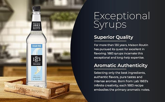 1883 Sugar Free Sweetener Syrup,Perfect Flavored Syrup for Hot & Iced Beverages,1 Liter Plastic Bottle