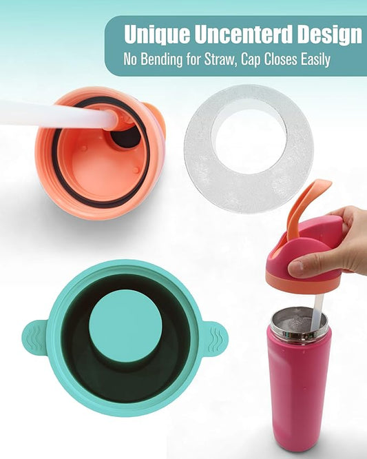 Ice Molds for Owala 24-40oz, Set of 3, Food-Grade Soft Silicone, No White Residue, Easy to Release, Straw Placement Compatible with Owala FreeSip, Keeps Drinks Cold Longer (Light Blue)