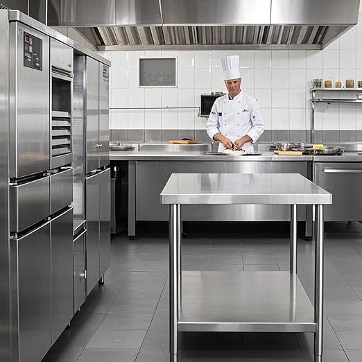 Stainless Steel Table Stainless Steel Table for Prep & Work 36 x 24 Inches with Backsplash and Knife Block for Restaurant, Home and Hotel