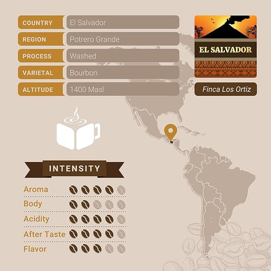 El Salvador Coffee, Ground Coffee, Premium Salvadoran Single Origin Fresh Roasted Ground Coffee | Cubico Coffee | 12 Ounce Bag