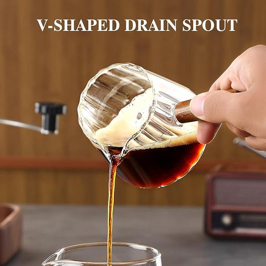 Espresso Cups With Wood Handle 6oz, Espresso Accessories, Milk Frothing Pitcher, Glass Measuring Cup, Shot Glass