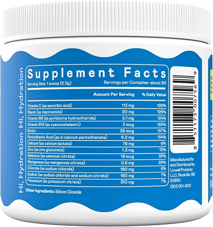 Hi-Lyte Electrolytes Powder Mix - Unflavored Hydration Support for Daily Wellness, Fasting, Keto - Sodium, Potassium, Magnesium, Vitamins - No Sugar, No Carbs, Clean Ingredients
