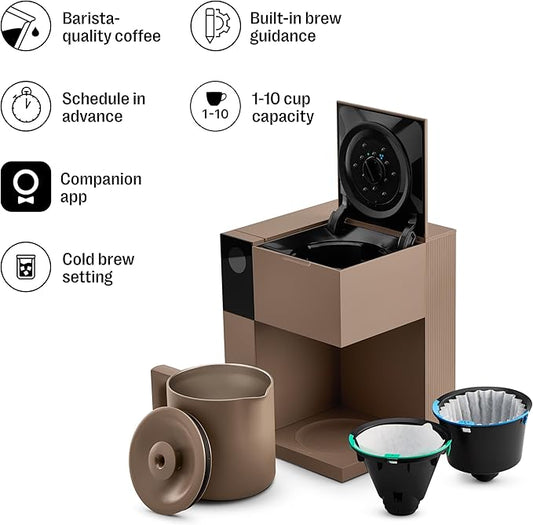 Fellow Aiden Precision Drip Coffee Maker, Thermal Carafe, Perfect Temperature Control, Bloom Cycle, Single Serve to 10 Cup Capacity, Malted Chocolate
