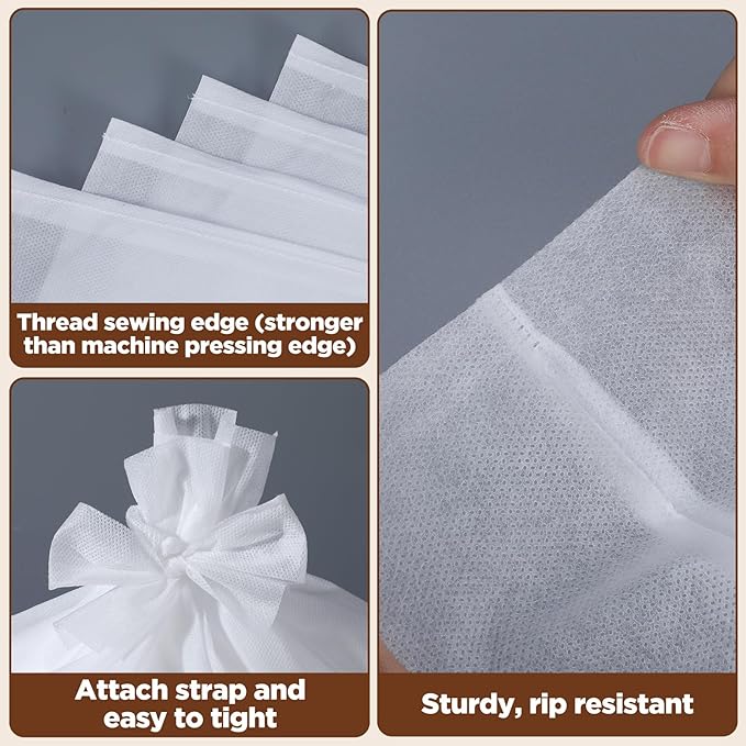 100 Pack 16" x 20" Commercial Cold Brew Coffee Filters – Disposable Non-Woven Fabric Filter Bags for 5-Gallon Buckets, Coffee Shops & Home Brewing