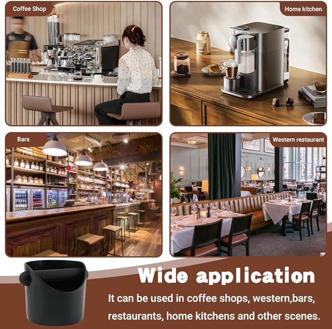 Espresso Knock Box 4.3 Inch, Compact Coffee Grounds Bin with Removable Knock Bar and Non-Slip Base, Splash-Proof for Most Espresso Machines for Home, Cafes, Restaurants