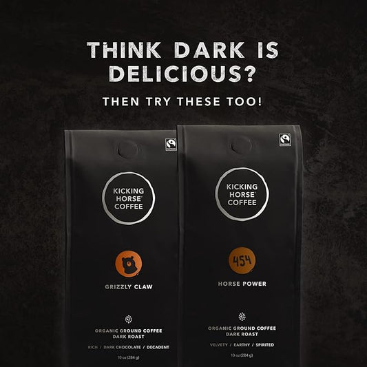 Kicking Horse Coffee, Kick Ass, Dark Roast, Ground, 10 Oz - Certified Organic, Fairtrade, Kosher Coffee