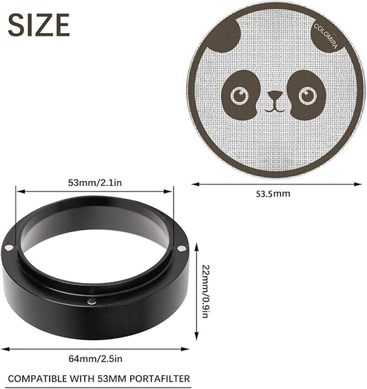 54mm Espresso Accessories Kit, Dosing Funnel and Puck Screen Set, Magnetic Coffee Funnel, 53.5mm Reusable Espresso Puck Screen, Espresso Tools(Panda)