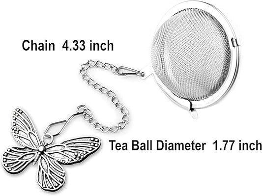 2pcs TeaSanavie Tea Infuser,Loose Tea Steeper Couple Handmade Honey Bee & Butterfly Tea Strainers for Loose Tea, Tea Strainer with Bee Charm Pendant Tea Ball Set Gifts for Women