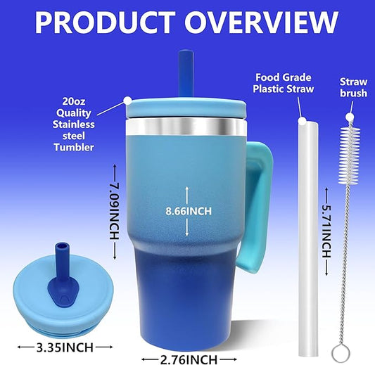 2PCS 20-OZ Insulated Water Bottle,Insulated Stainless Steel Tumbler,Reusable Cold Drink Thermos,BPA-Free, Double-Wall Stainless Steel Water Bottle (Royal Blues, 20, Fluid Ounces)