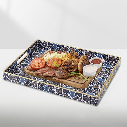 Coffee Table Trays for Living Room Serving Tray with Handles, Modern Large Tray for Ottoman Coffee Table