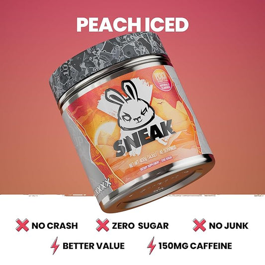 SNEAK Energy Drink Powder | Peach Iced Tea | No Sugar. No Nasties. Just Natural Caffeine, Focus-Boosting Nootropics | 40 Servings