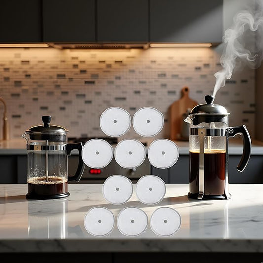 10Pcs Silver Universal French Press Filter Screen 3.6" 304 Stainless Steel French Press Filter Replacement Useful and Professional Coffee Filters