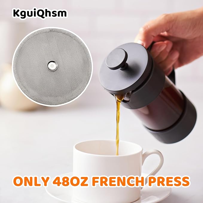 French Press Filters Replacements, 6 Pack Stainless Steel Screens for Stanley French Press 48 oz, 4.55" Diameter Replacement Parts, Durable & Easy Clean