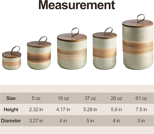 Small Ceramic Jar with Lid, Coffee Canister Coffee Container Kitchen Food Storage Jars for Spice Sugar Tea Bag, Stackable Decorative Jars for Countertop, 5 fl.oz