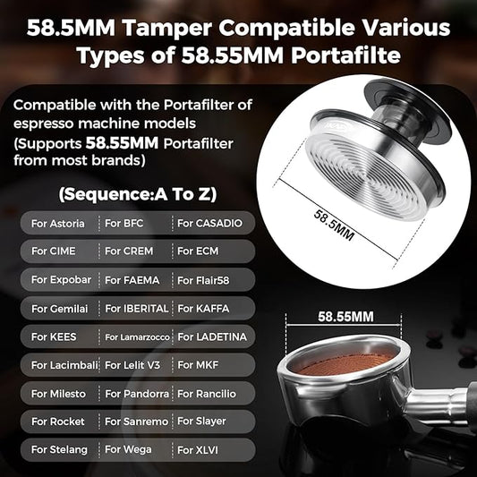 IKAPE 58.35mm Semi-Transparent Espresso Coffee Tamper, Premium Barista Coffee Tamper with Calibrated Spring Loaded, Threaded Stainless Steel Base Tamper for Espresso Machine(New Upgrade)